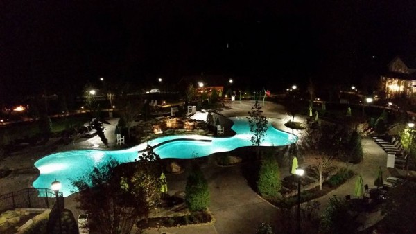 dreammore resort outdoor pool at night
