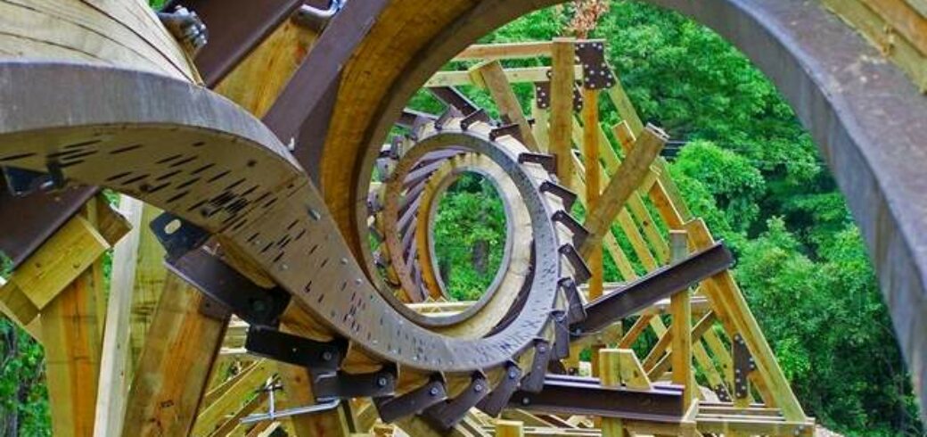 looping wooden roller coaster