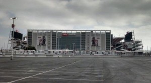 Levi's Stadium dominating the mostly empty CGA parking lot