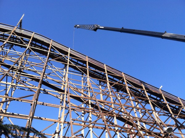 Grizzly getting some new track. (courtesy California's Great America)