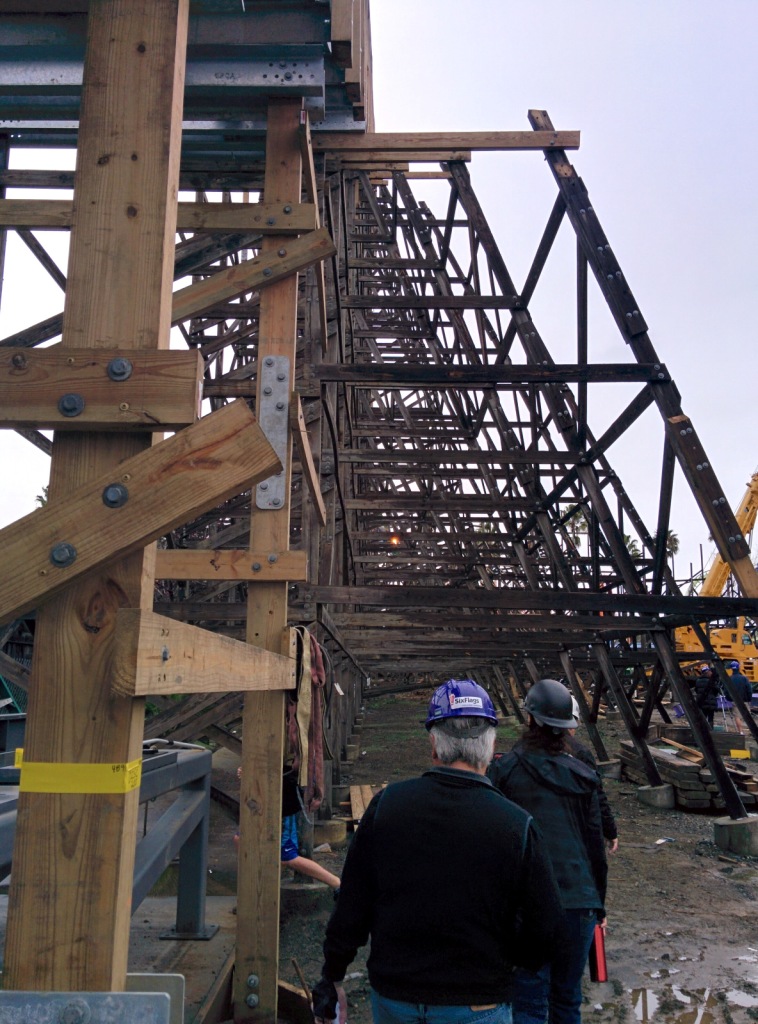 Heading under the lift hill structure.
