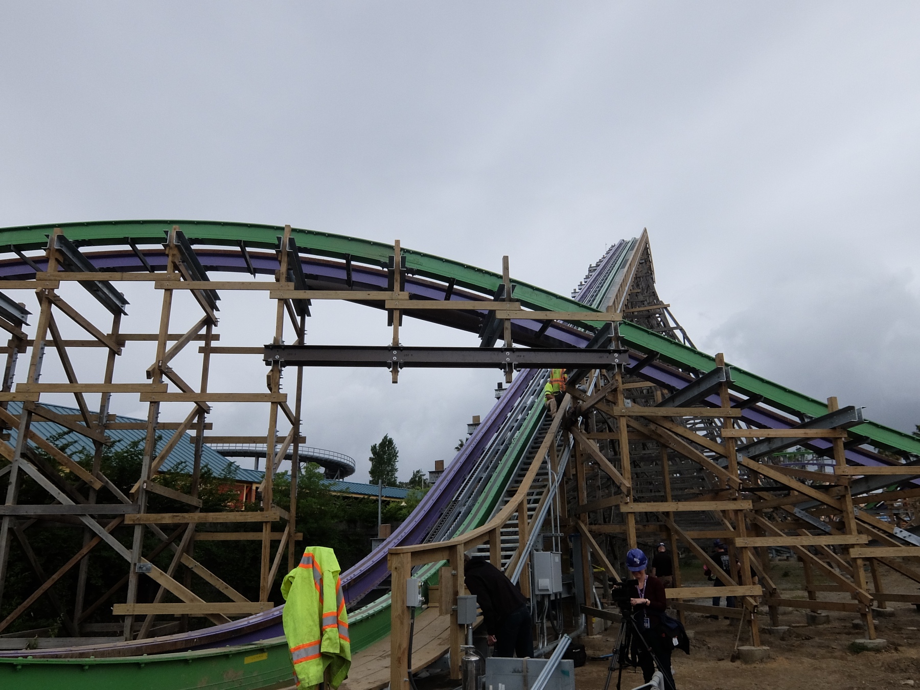The breaking wave turn exits over the lift hill, creating a little headchopper for the riders going up the lift.