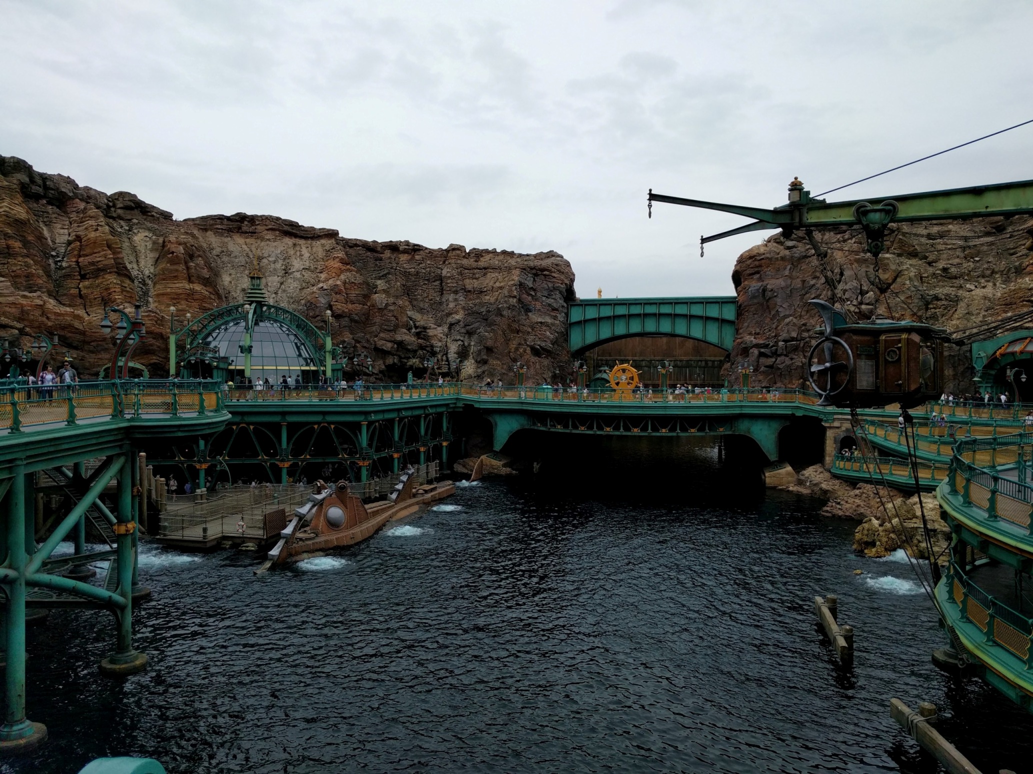 Jules Verne inspired equipment and design fills the inside of the island.