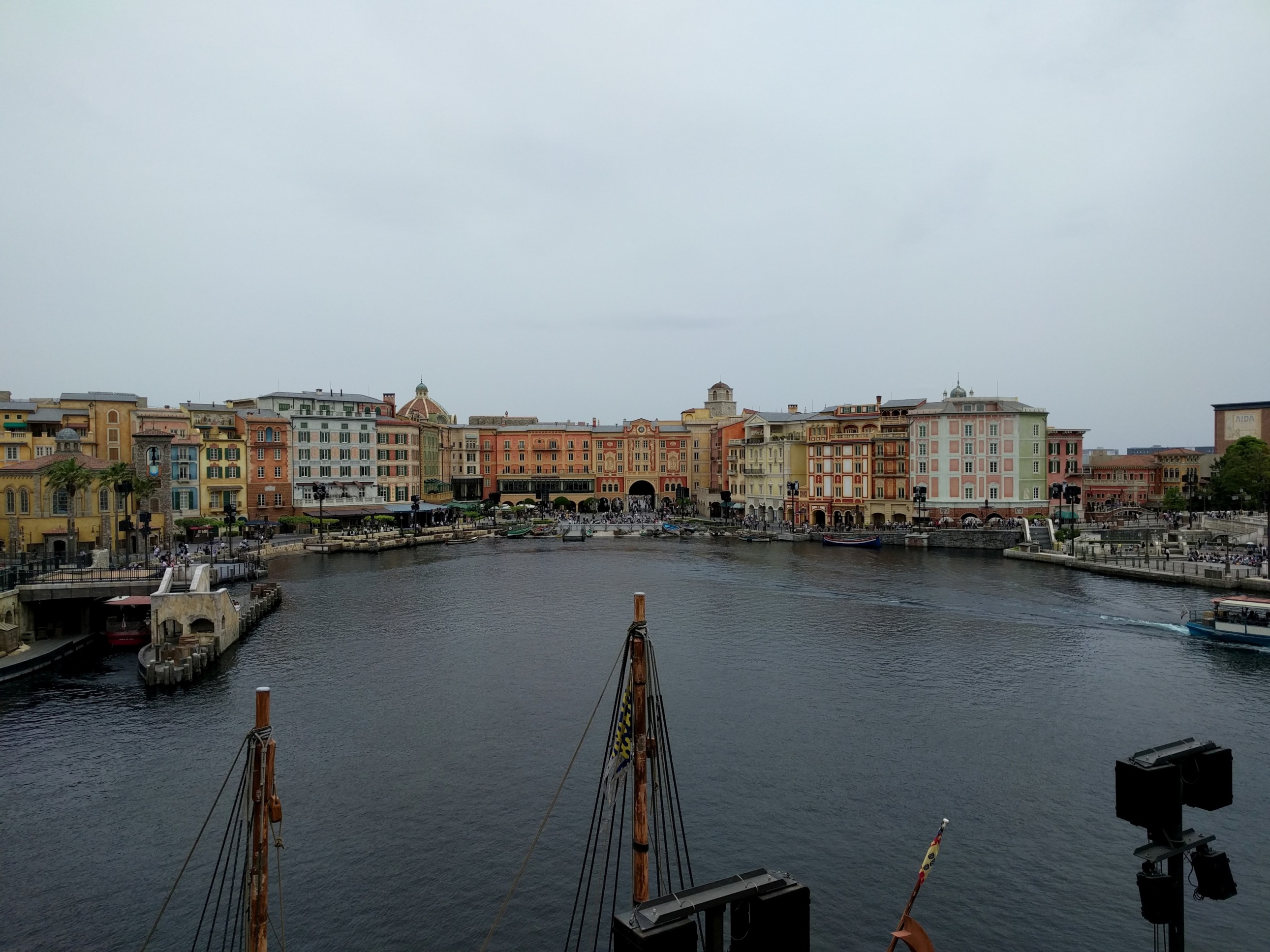 Views of the DisneySea entrance lake from the Fortress.