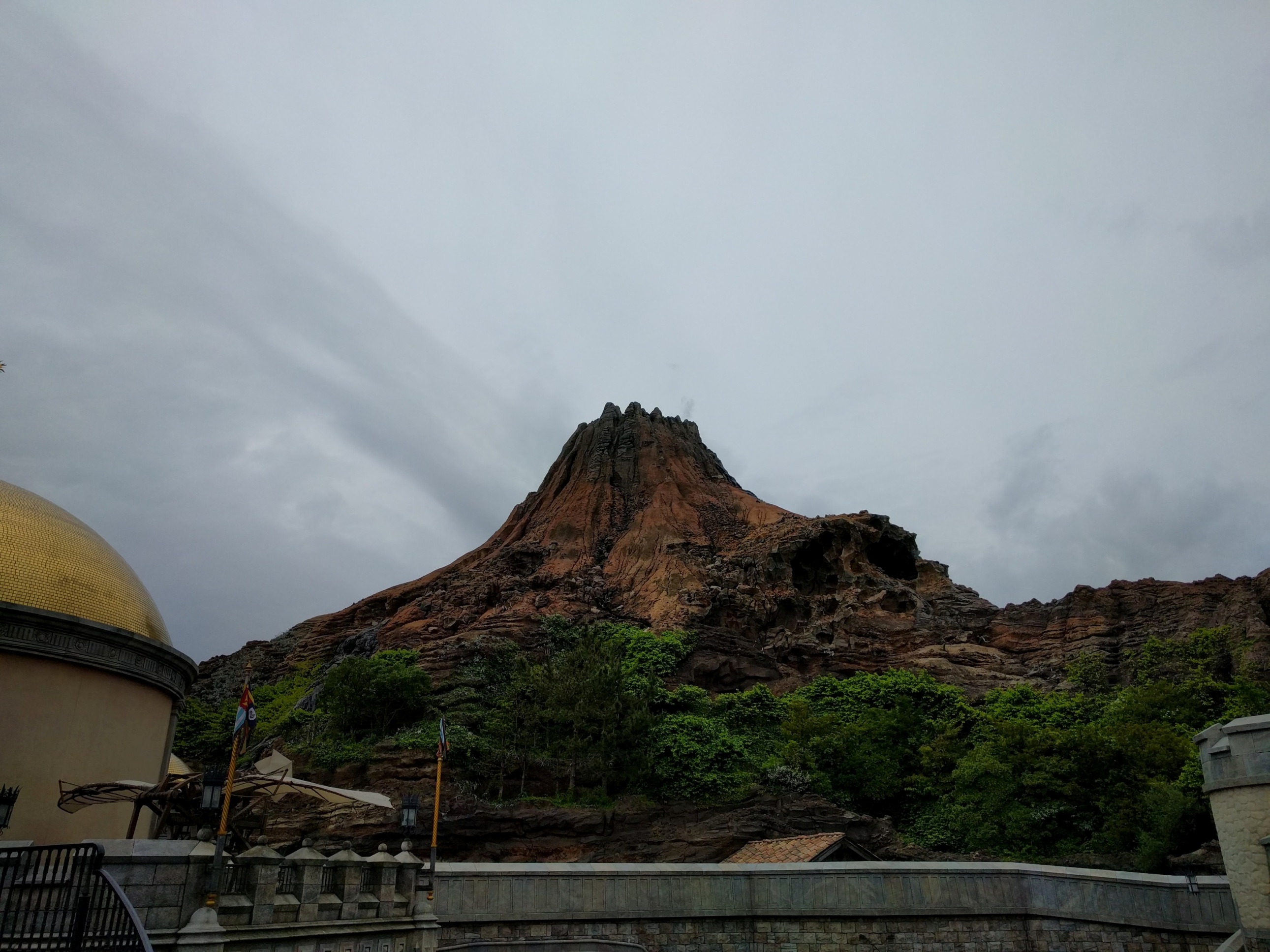 The Mysterious Island dominates the park.