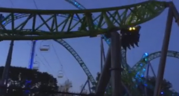 the moster roller coaster with glowing eyes