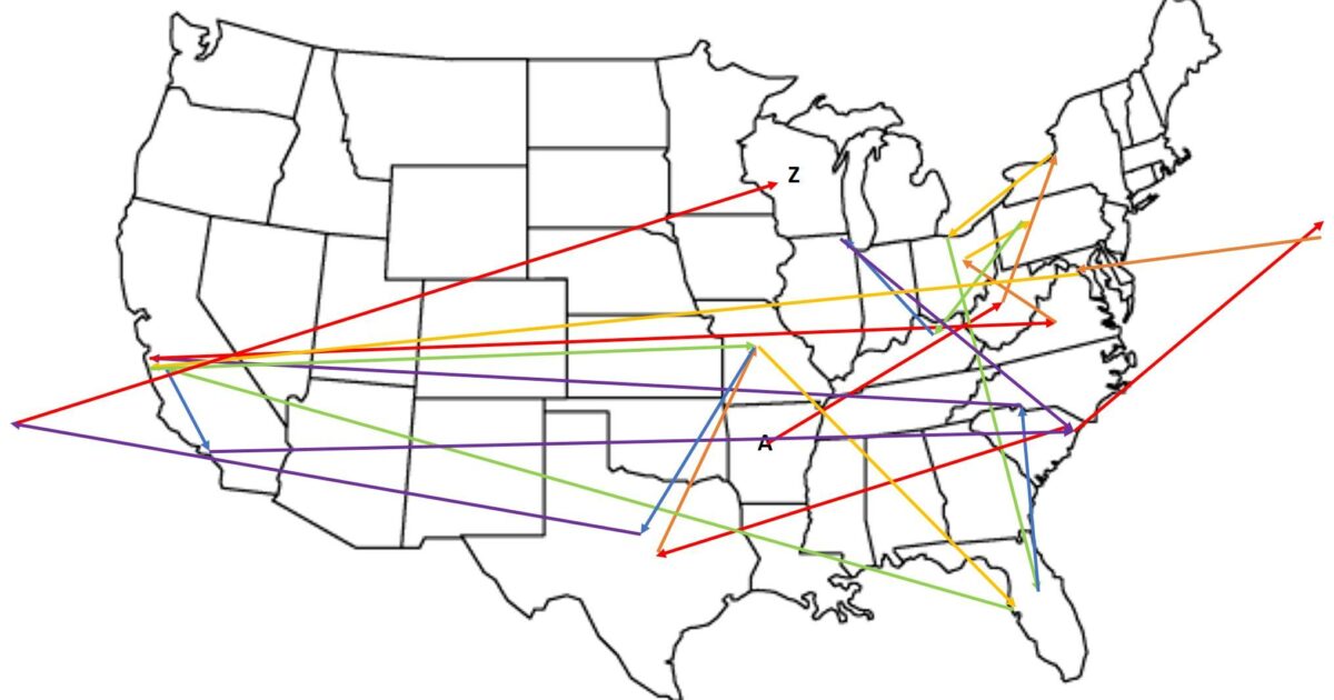 A-Z Coaster of the Week map