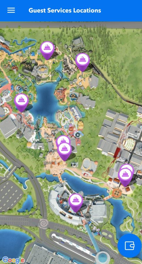 universal orlando guest service locations in the app