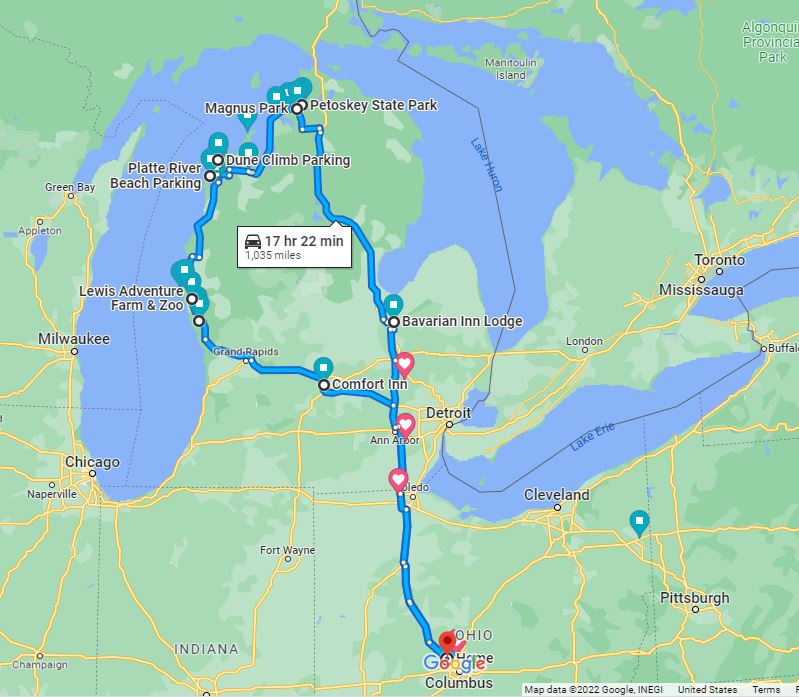 michigan vacation driving route