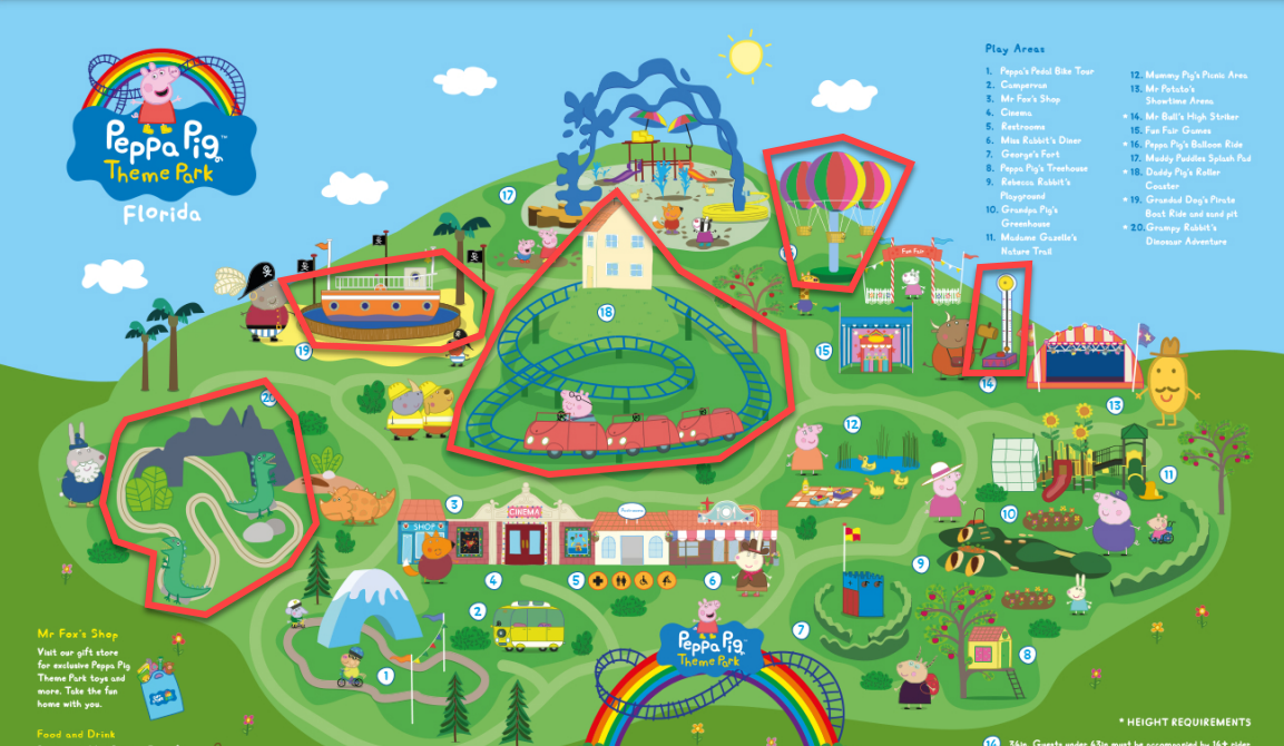 peppa pig theme park map and rides