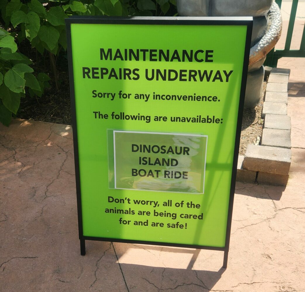 columbus zoo dinosaur island boat ride closed 2024