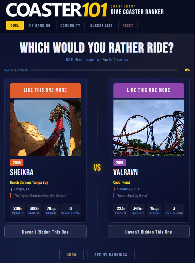 Which B&M dive coaster is the best in North America? You decide!